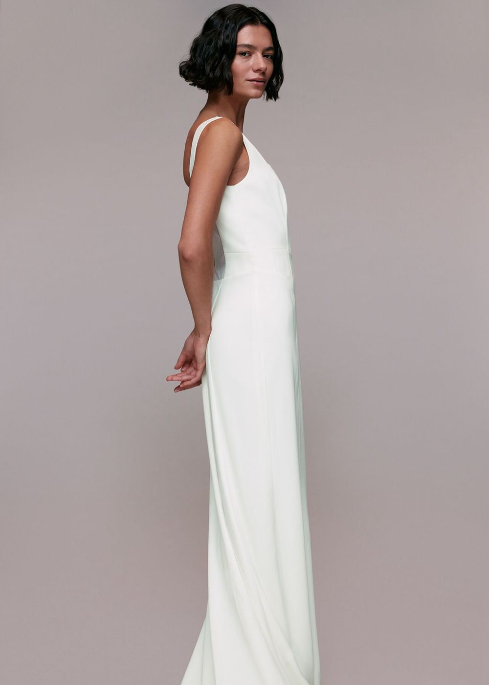 Whistles Mia Square Neck Wedding Dress White | US-35029ZVOD