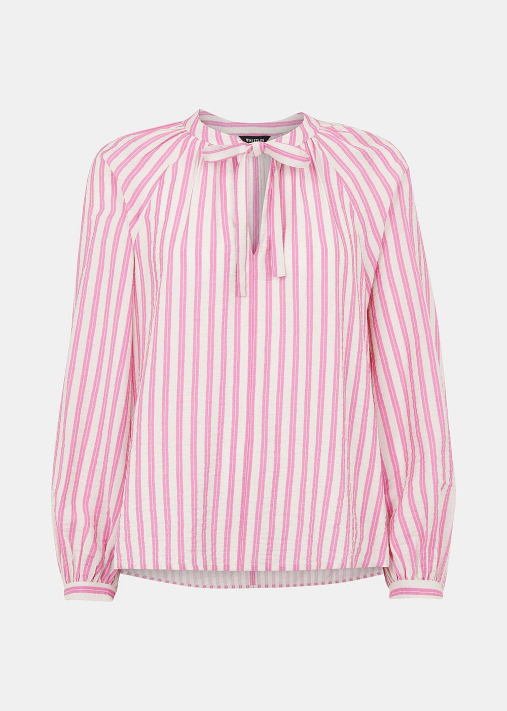 Whistles Mia Stripe Tie Neck Blouse Pink / Multicolor | US-05631AGOL