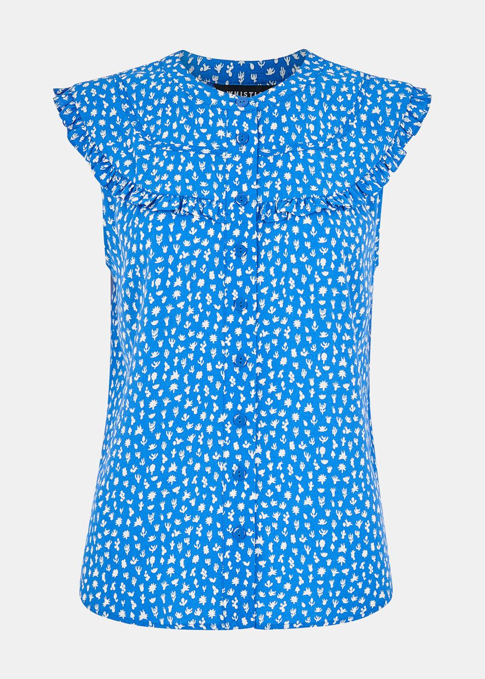 Whistles Micro Cactus Sleeveless Top Blue / Multicolor | US-48521WBUG