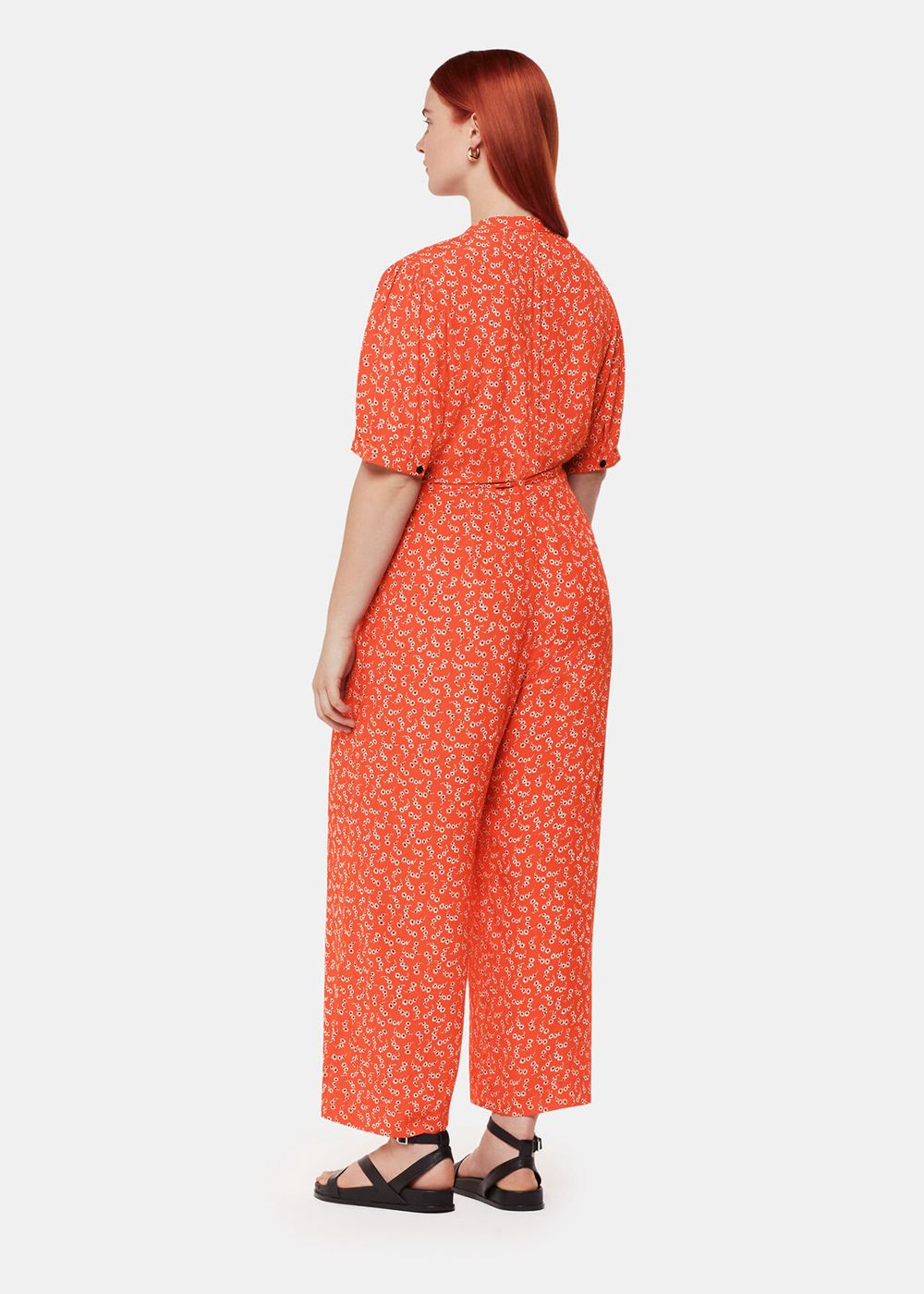 Whistles Micro Floral Jumpsuit Red / Multicolor | US-76950CXUJ