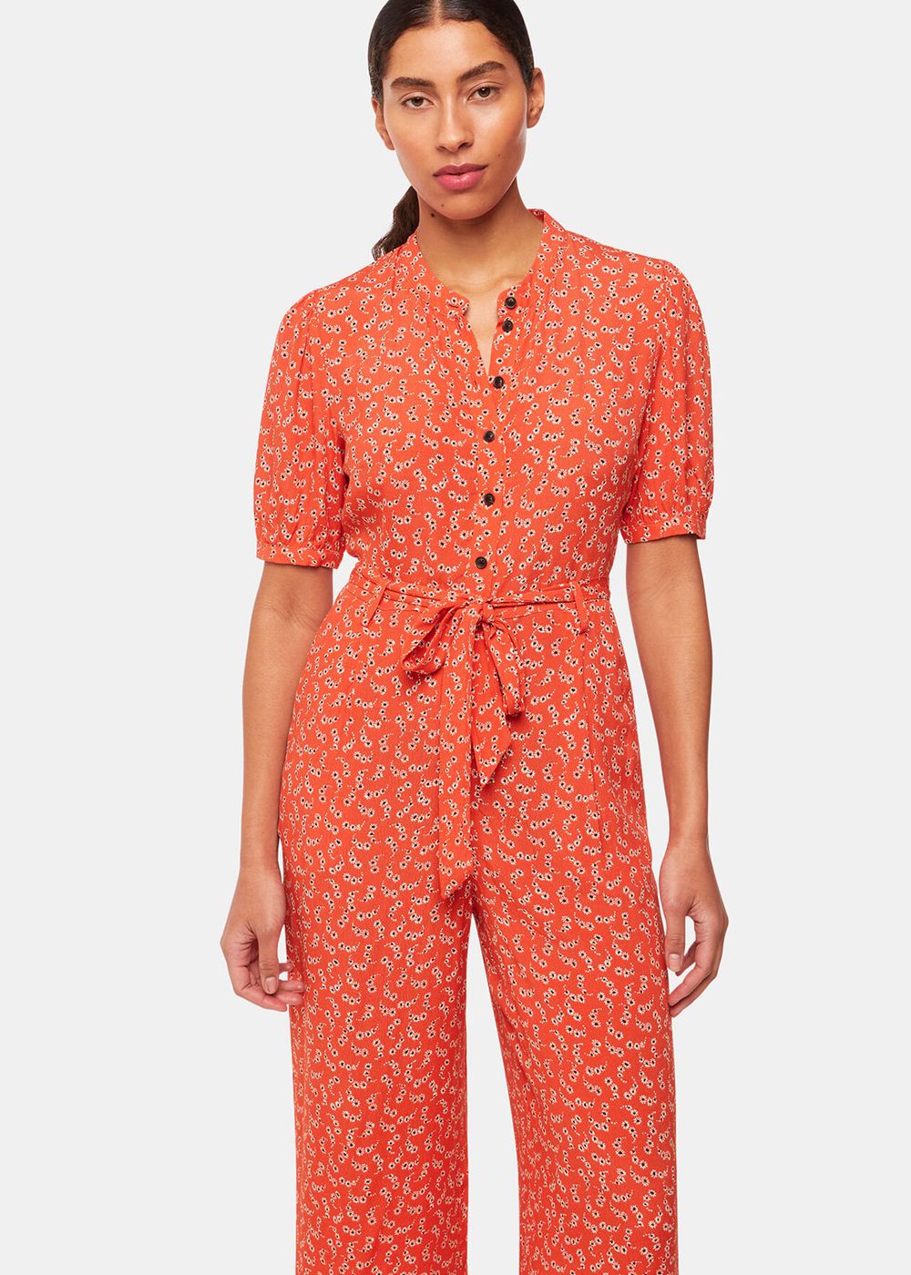 Whistles Micro Floral Jumpsuit Red / Multicolor | US-76950CXUJ