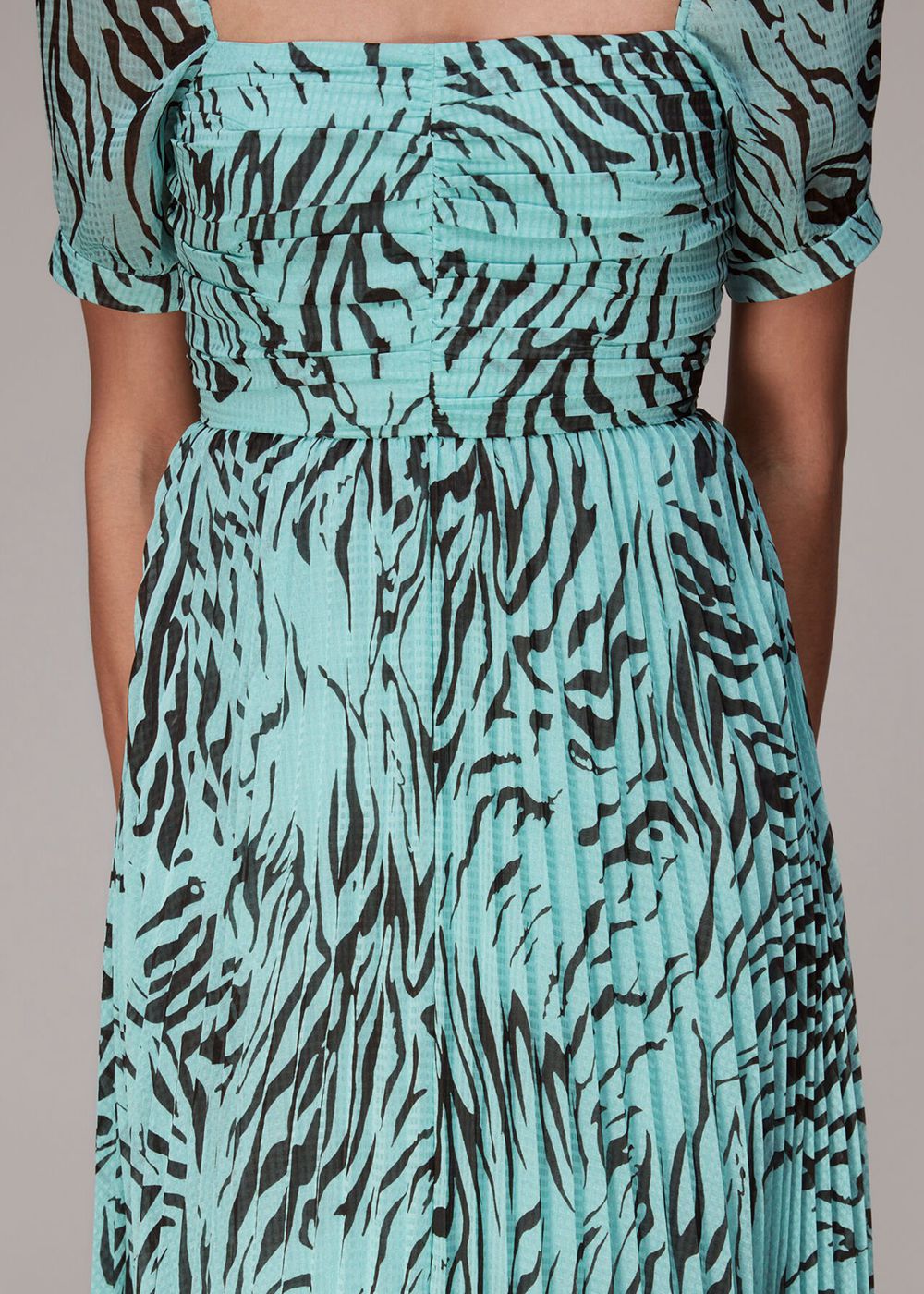 Whistles Midnight Tiger Pleated Dress Mint | US-37541YKLB