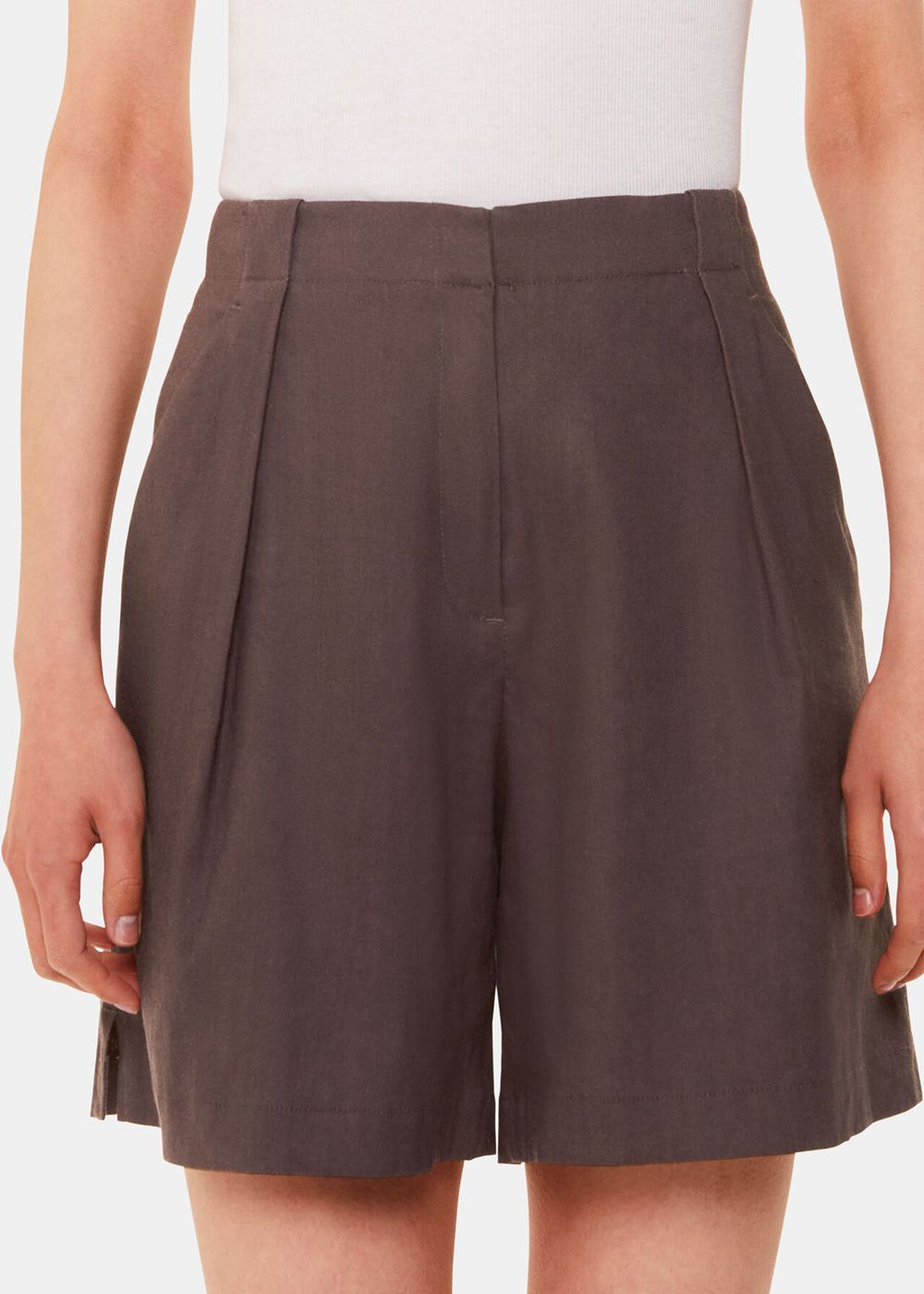 Whistles Mila Linen Blend Shorts Dark Grey | US-87940XQYS