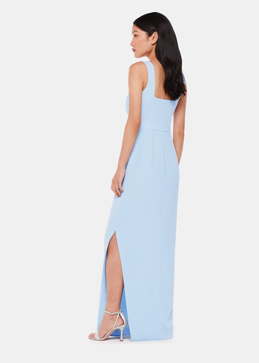 Whistles Mila Square Neck Maxi Dress Blue | US-96471YTLU