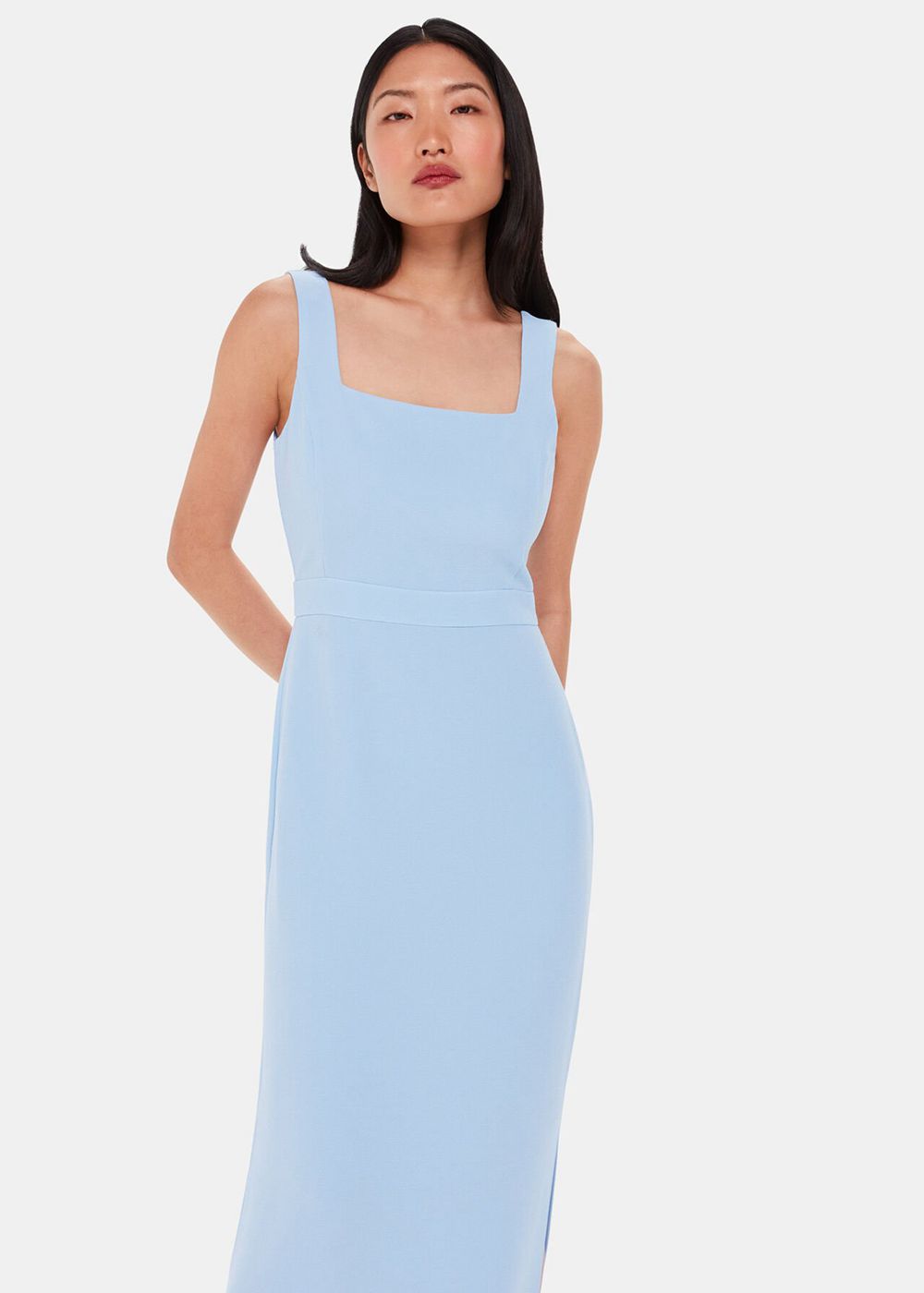 Whistles Mila Square Neck Maxi Dress Blue | US-96471YTLU