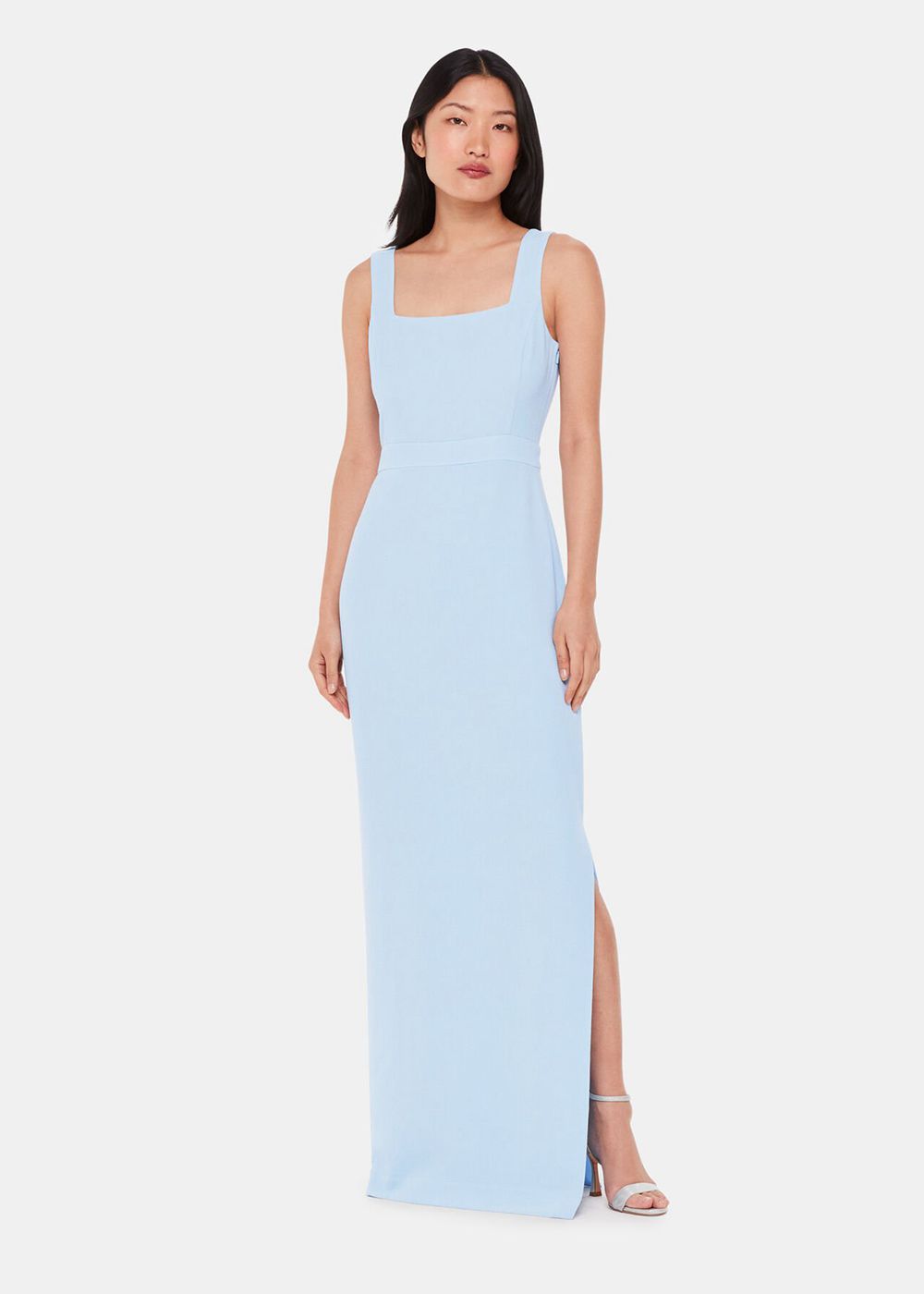 Whistles Mila Square Neck Maxi Dress Blue | US-96471YTLU