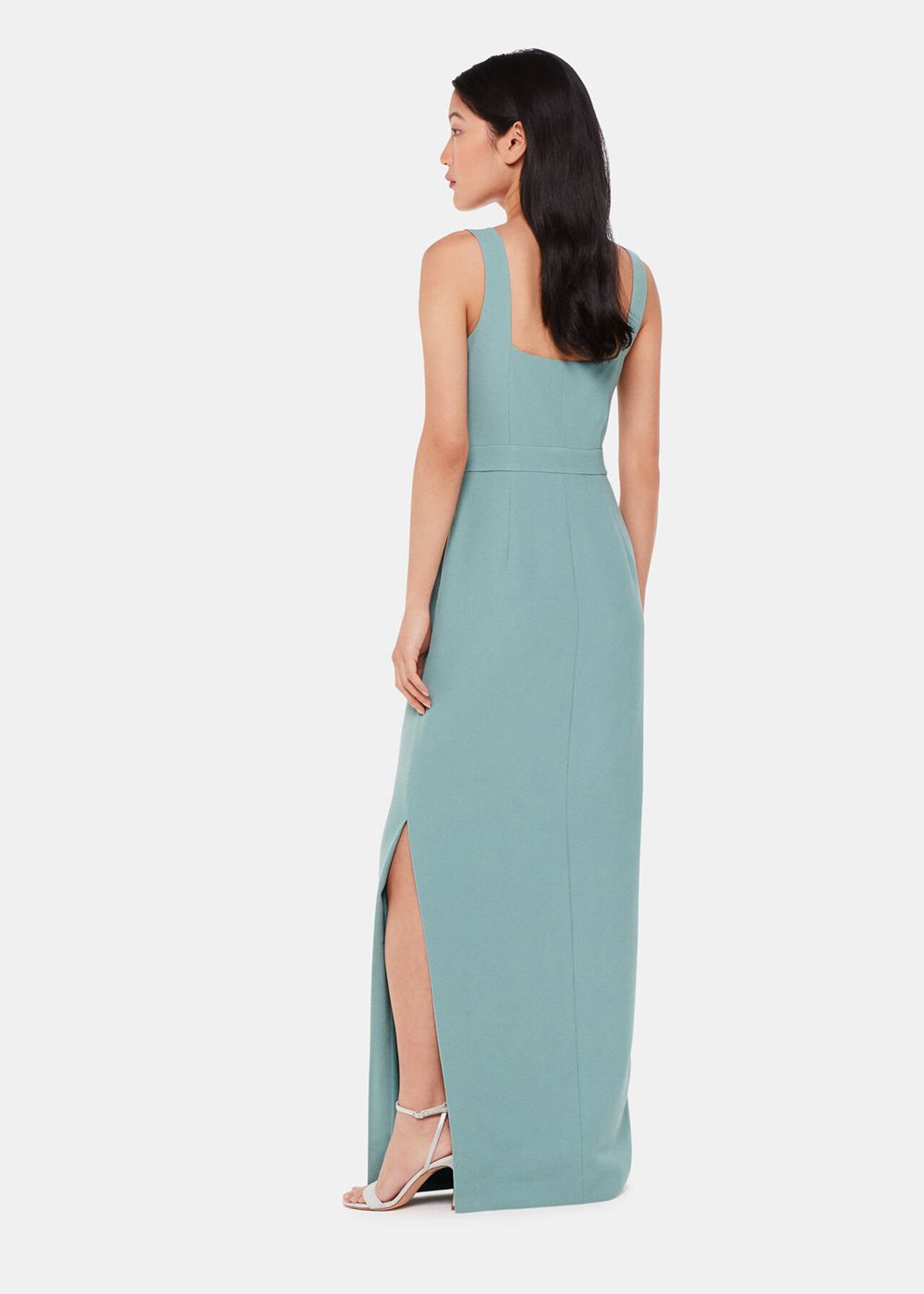 Whistles Mila Square Neck Maxi Dress Olive Green | US-14832HTWJ