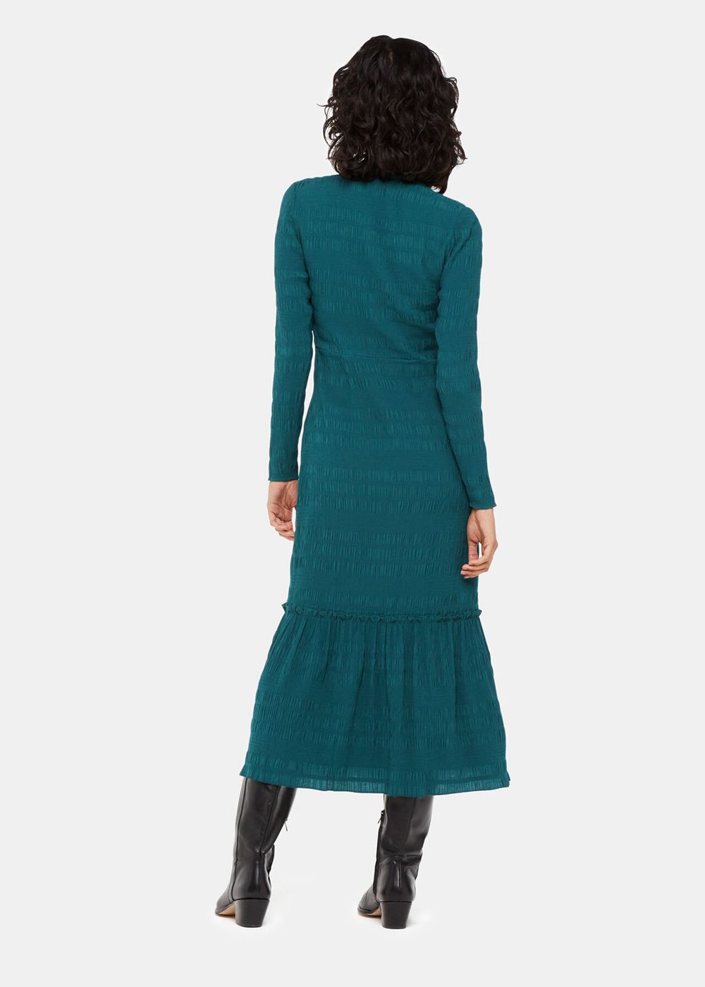 Whistles Mila Textured Dress Green | US-26973RNLH