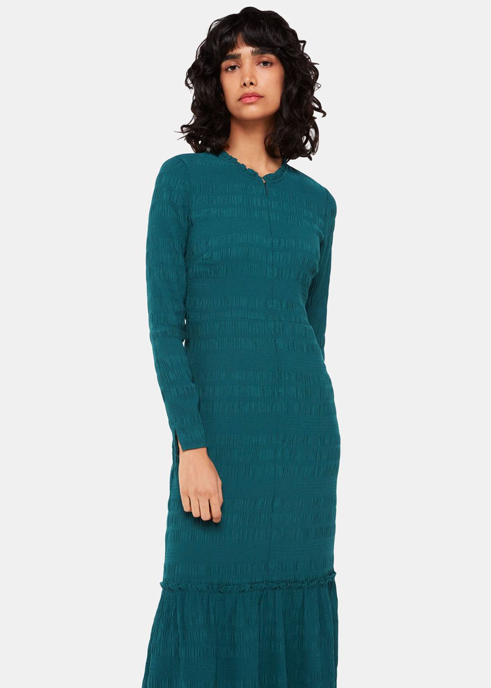 Whistles Mila Textured Dress Green | US-26973RNLH