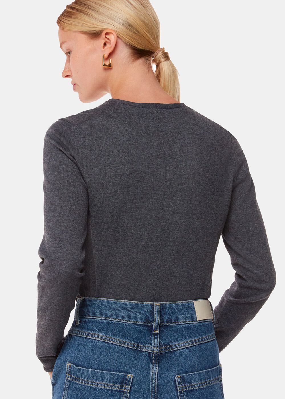 Whistles Mila V Neck Knitwear Dark Grey | US-49053ETQP