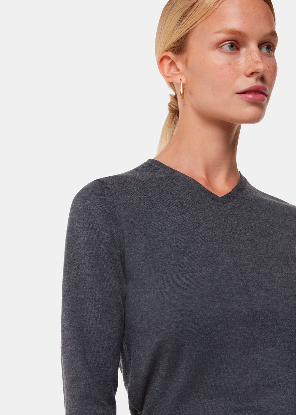 Whistles Mila V Neck Knitwear Dark Grey | US-49053ETQP