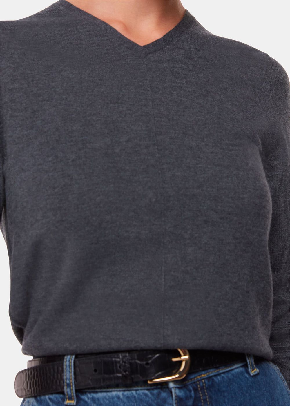 Whistles Mila V Neck Knitwear Dark Grey | US-49053ETQP