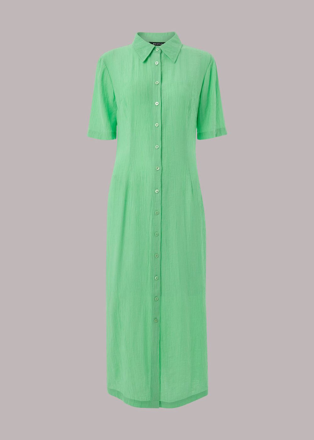 Whistles Millie Plisse Shirt Dress Light Green | US-81452YWZT