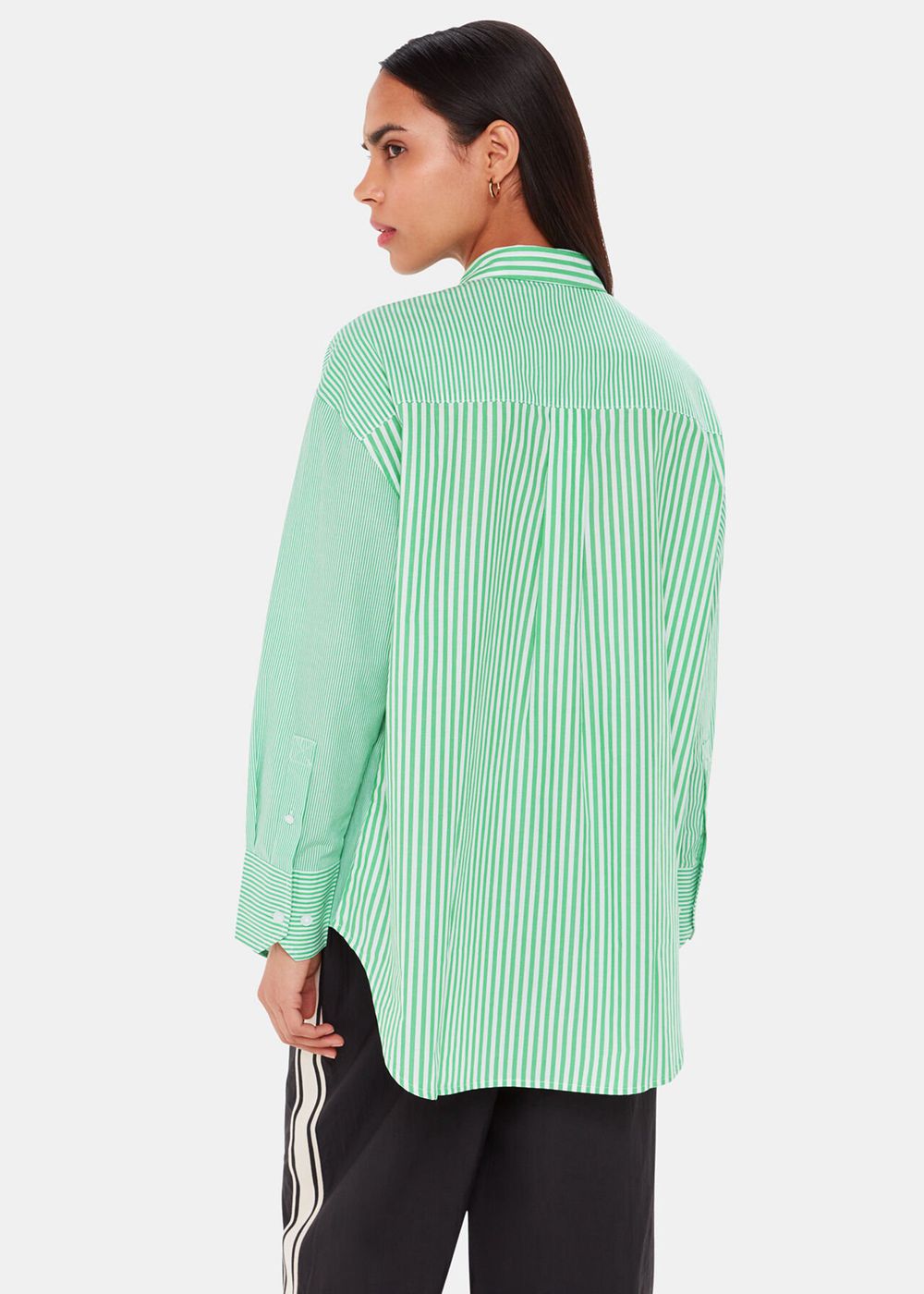 Whistles Millie Stripe Oversized Shirts Green / Multicolor | US-68059YRWJ