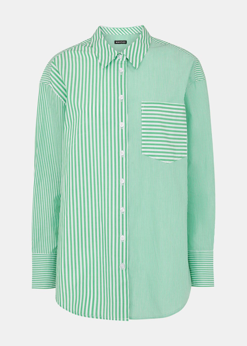 Whistles Millie Stripe Oversized Shirts Green / Multicolor | US-68059YRWJ