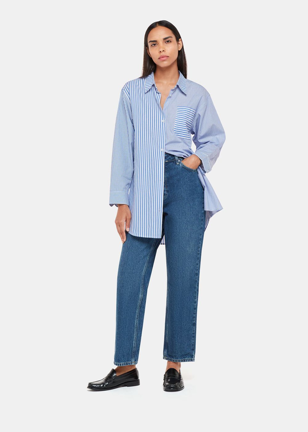 Whistles Millie Stripe Oversized Shirts Blue / Multicolor | US-38704QNFD