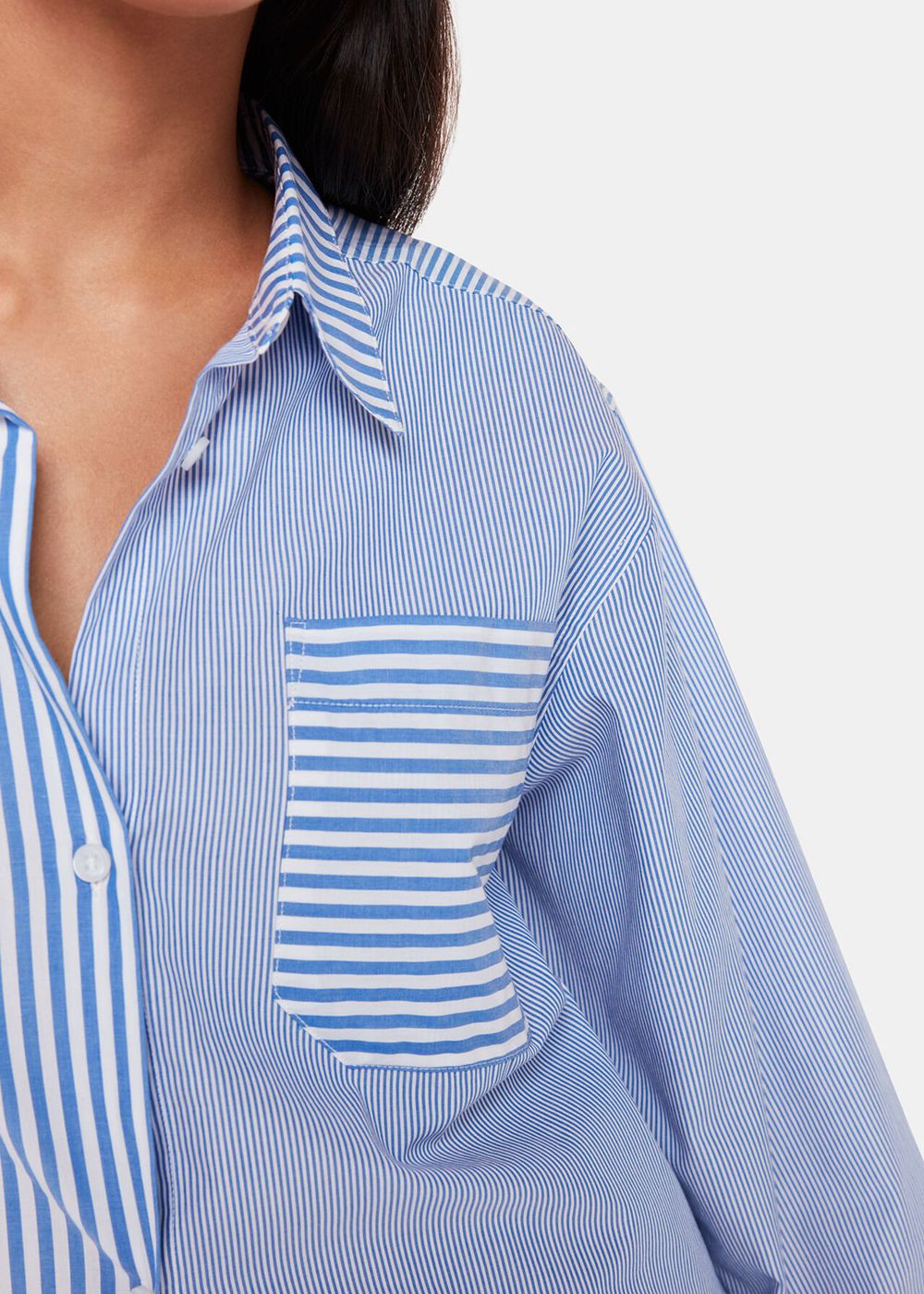 Whistles Millie Stripe Oversized Shirts Blue / Multicolor | US-38704QNFD