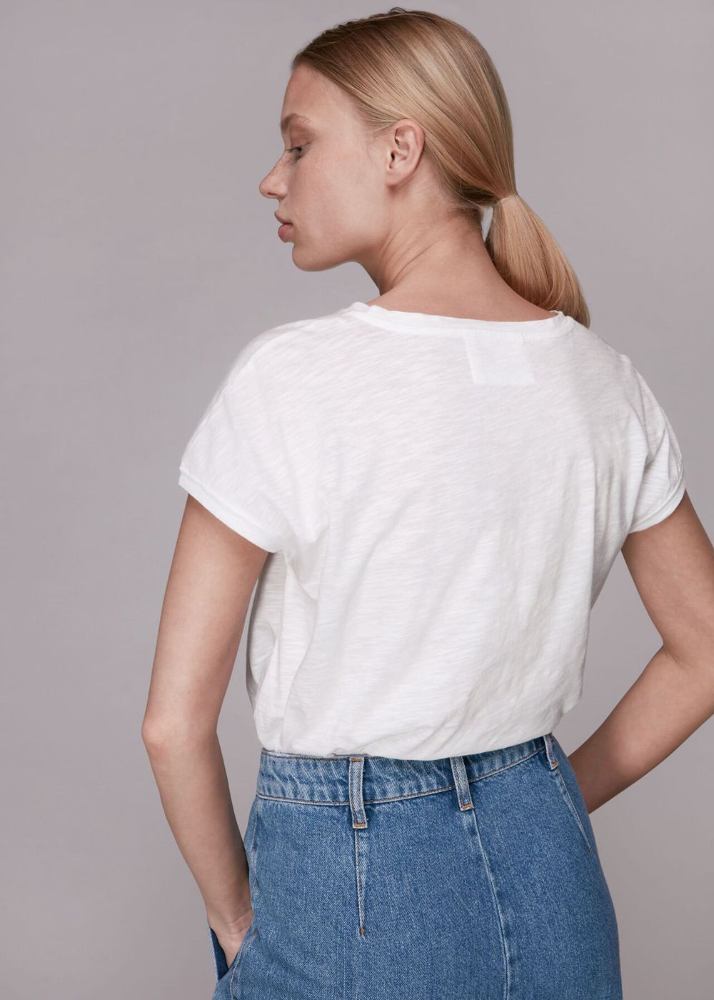 Whistles Minimal Cap Sleeve T-Shirt White | US-21094VSUX