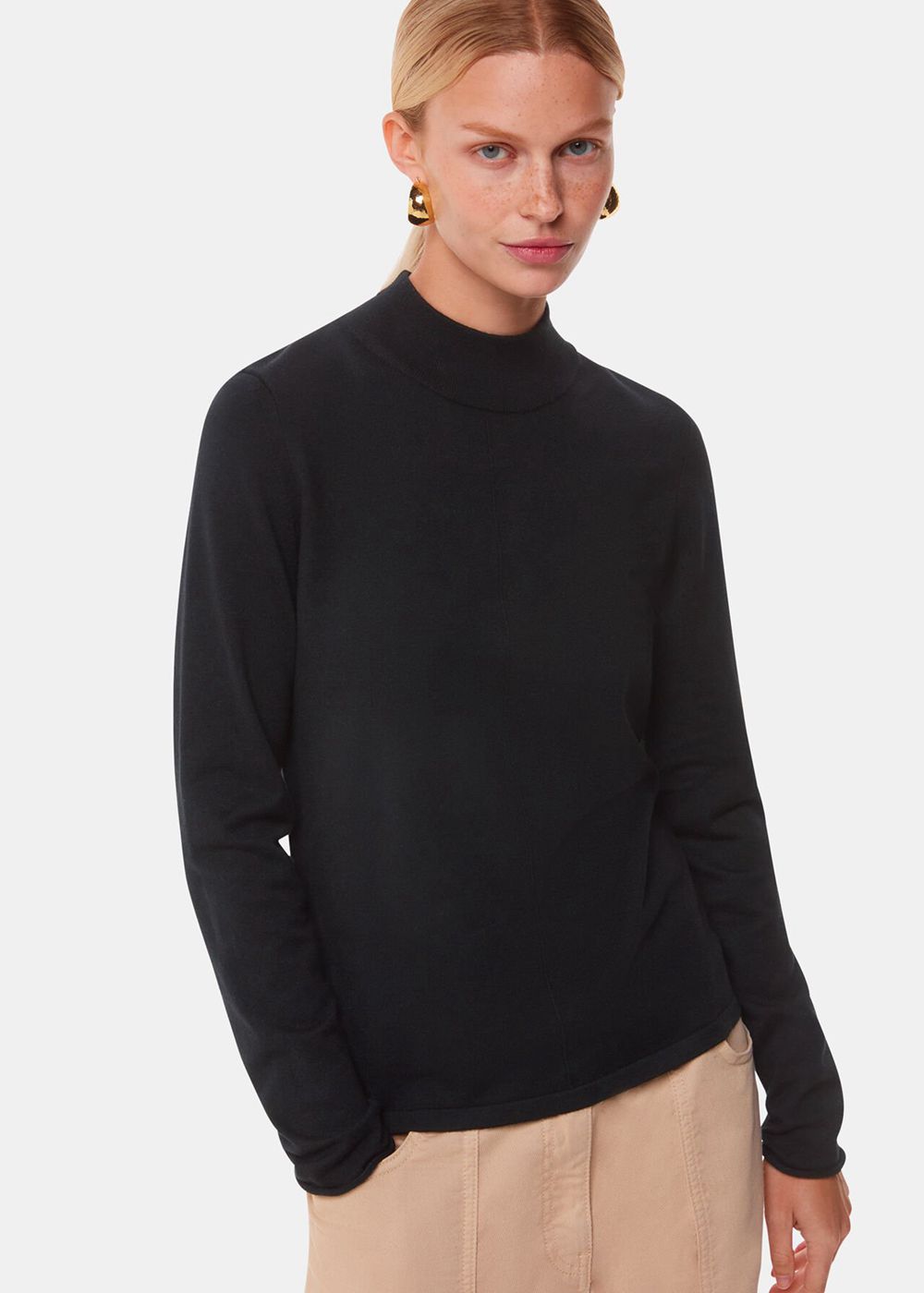 Whistles Mira Funnel Neck Knitwear Black | US-41728CPON