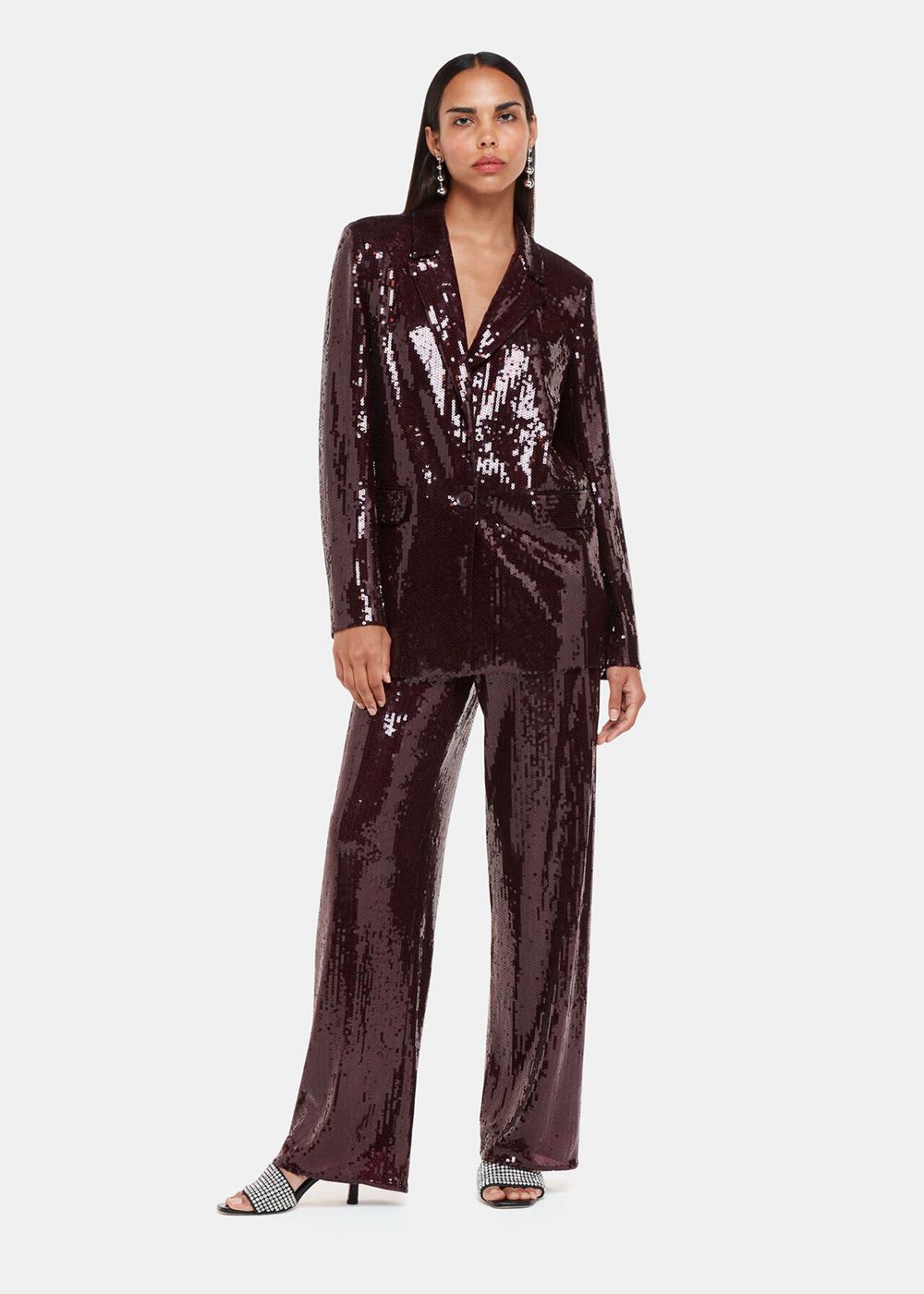 Whistles Misha Sequin Blazer Aubergine | US-89024TCZG