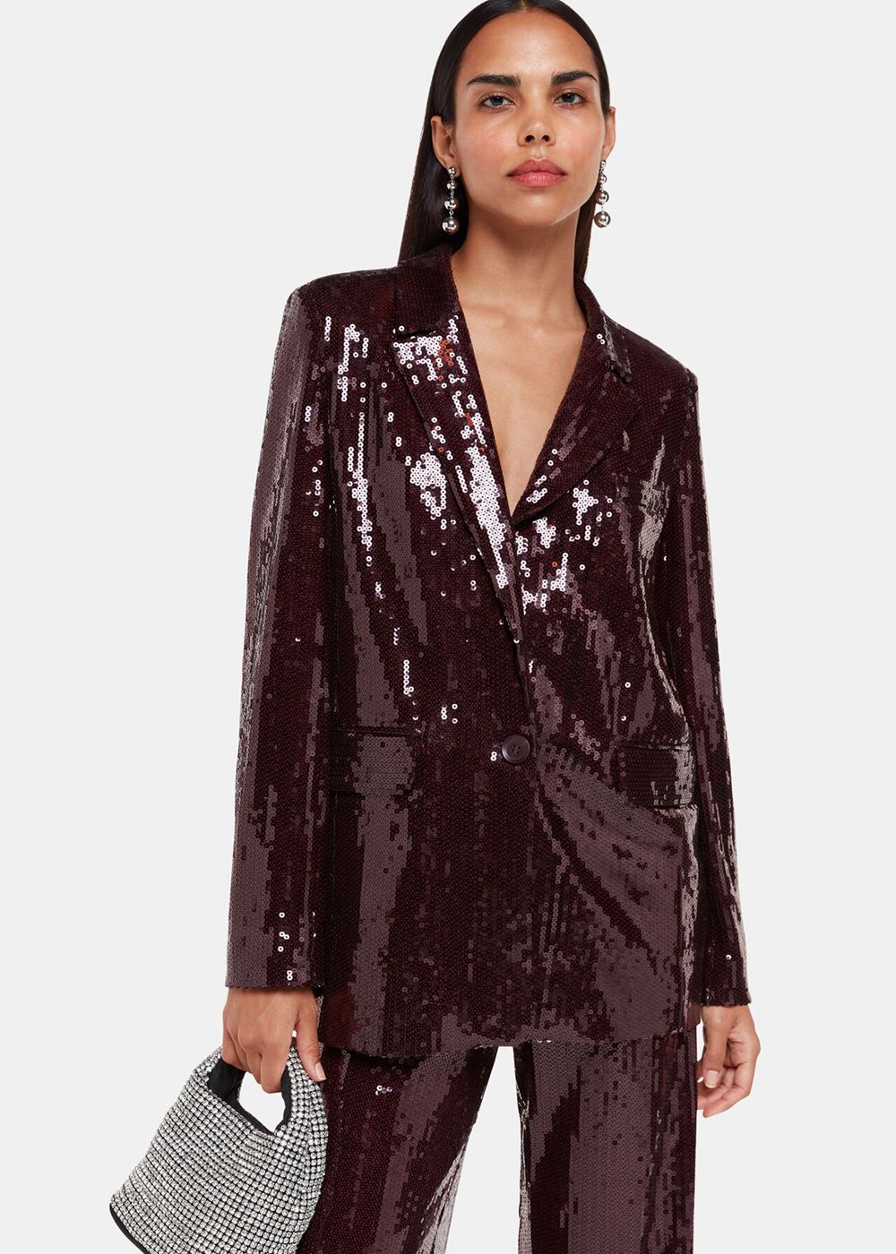 Whistles Misha Sequin Blazer Aubergine | US-89024TCZG