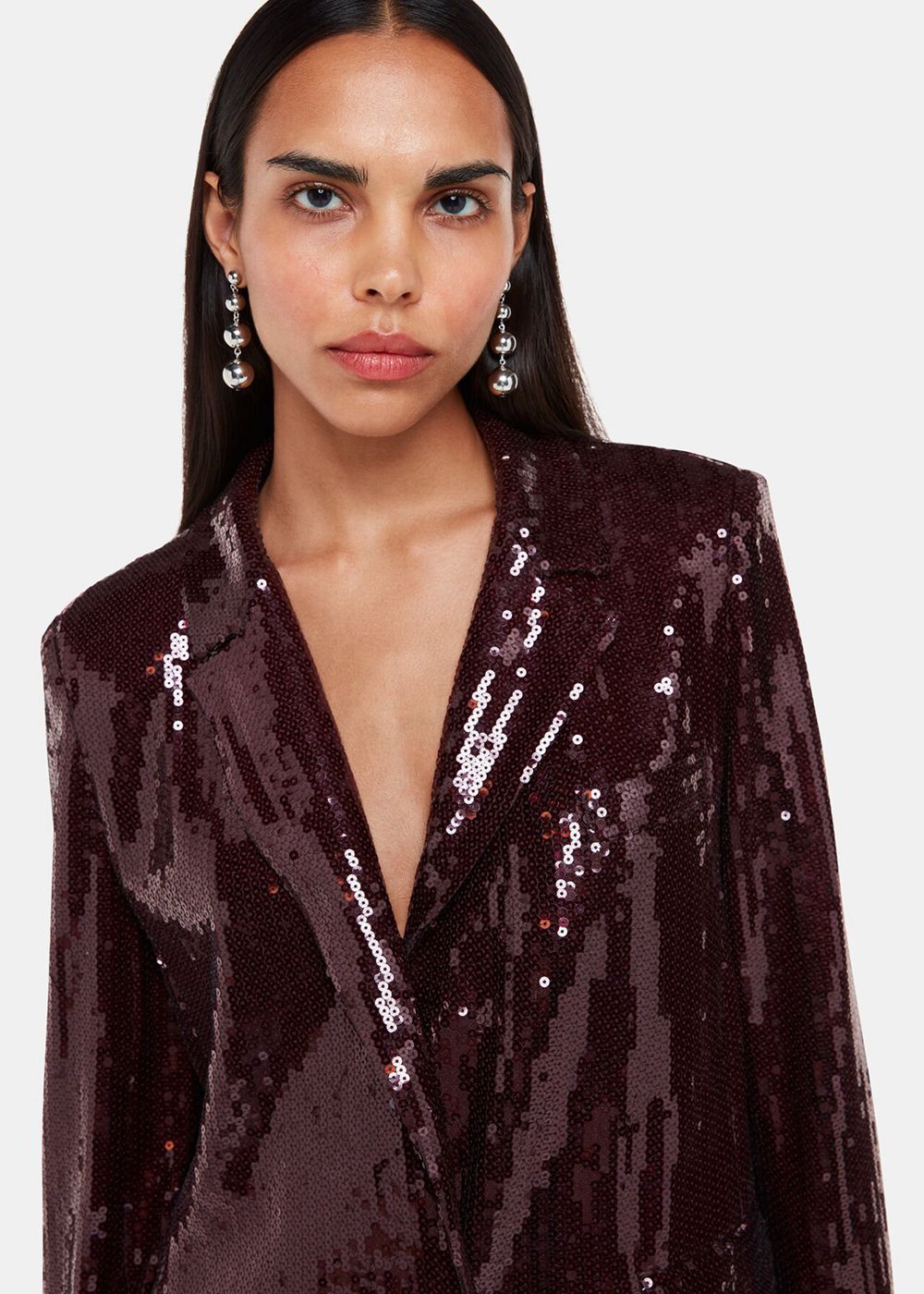 Whistles Misha Sequin Blazer Aubergine | US-89024TCZG