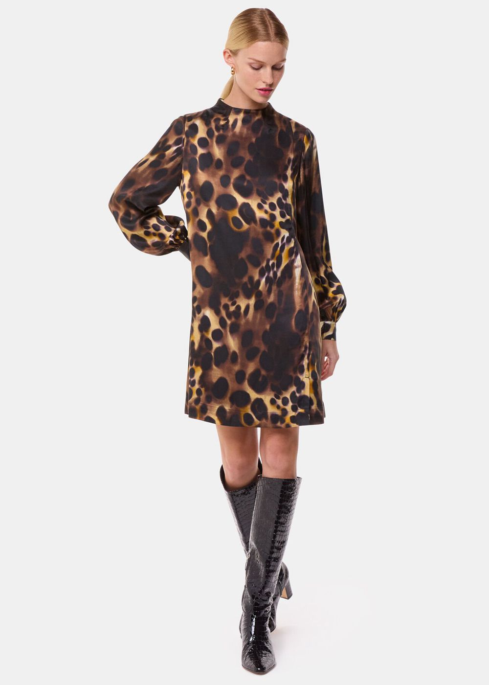 Whistles Misty Leopard Cleo Dress Leopard | US-95243WXSN