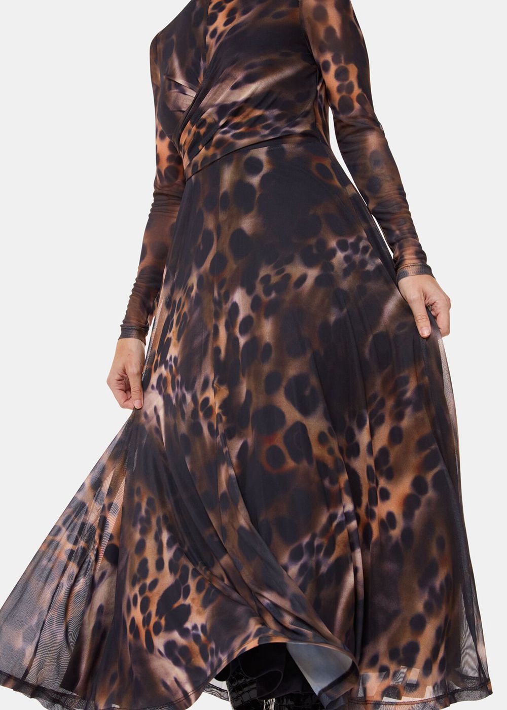 Whistles Misty Leopard Mesh Dress Leopard | US-59043IOAX