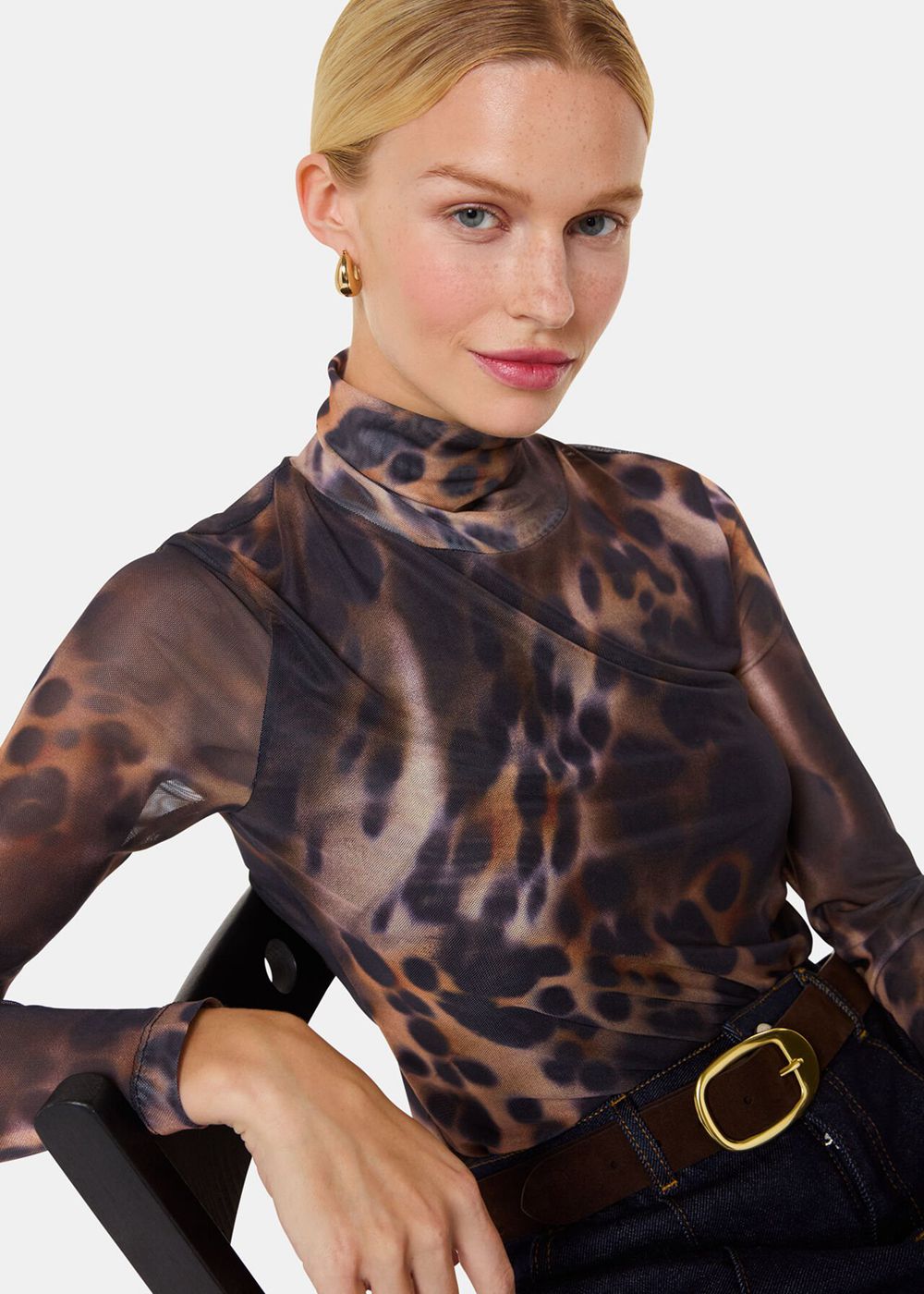 Whistles Misty Leopard Mesh Top Leopard | US-89152LSIE