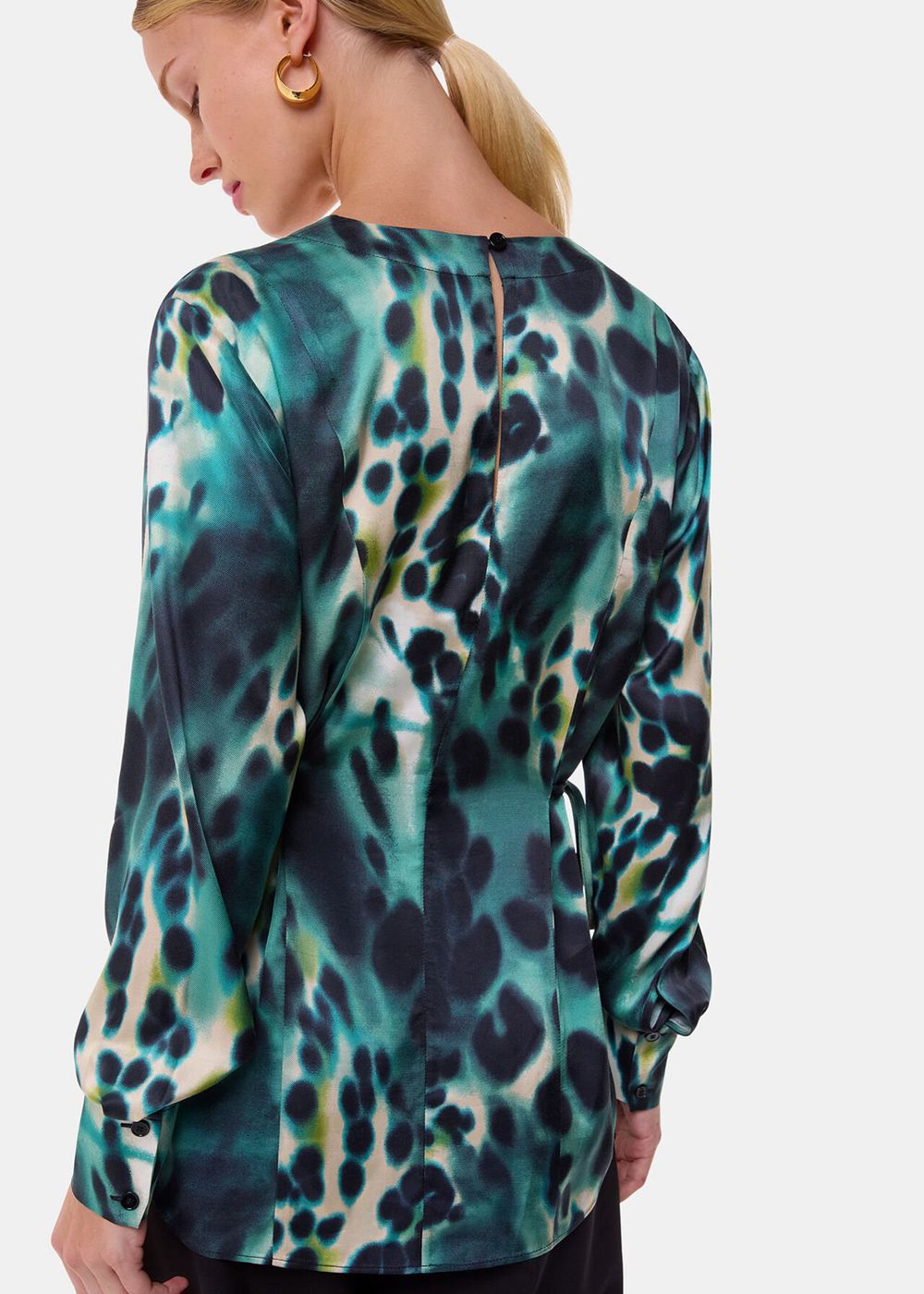 Whistles Misty Leopard V Neck Blouse Green / Multicolor | US-32148LTJY