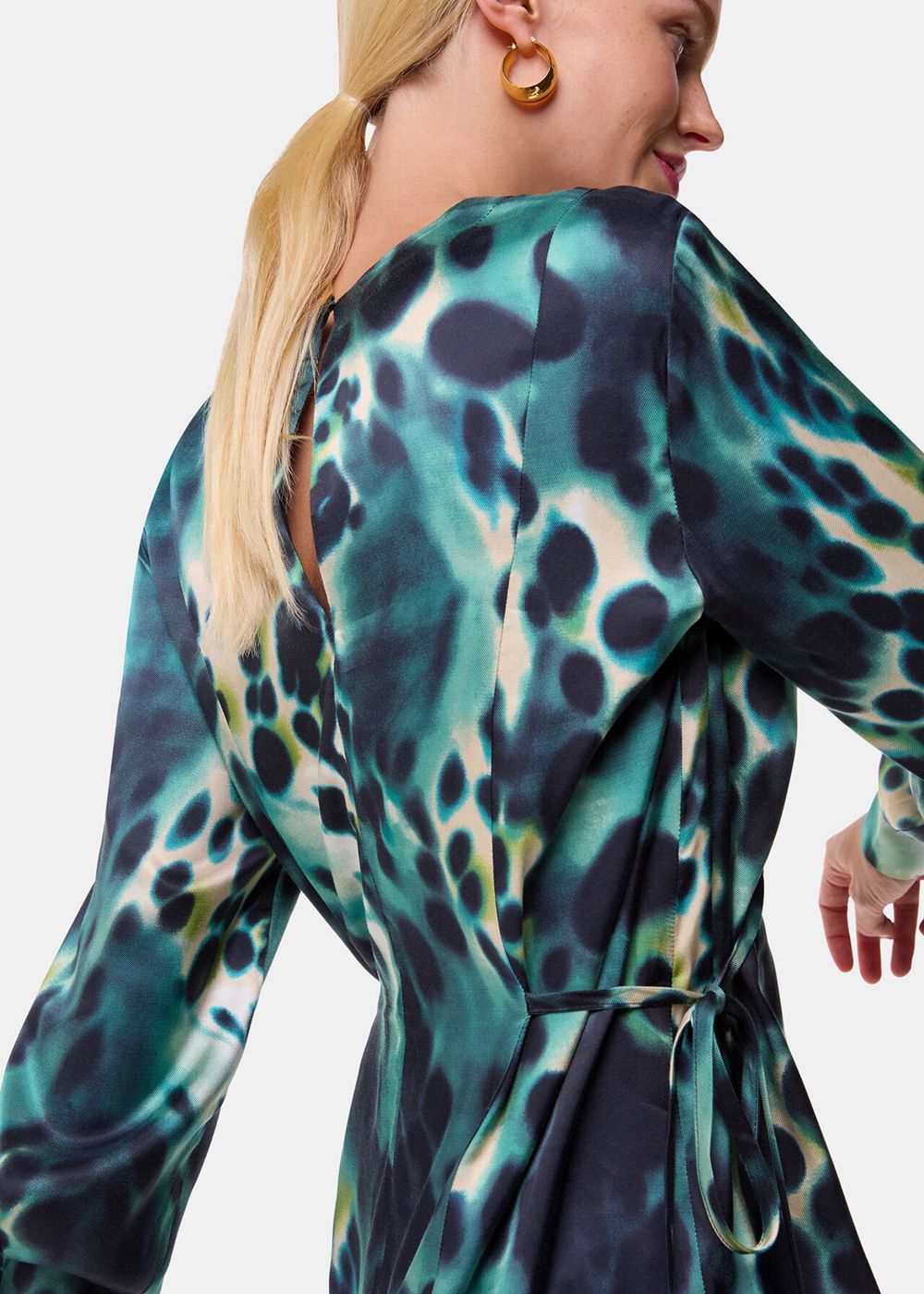 Whistles Misty Leopard V Neck Blouse Green / Multicolor | US-32148LTJY