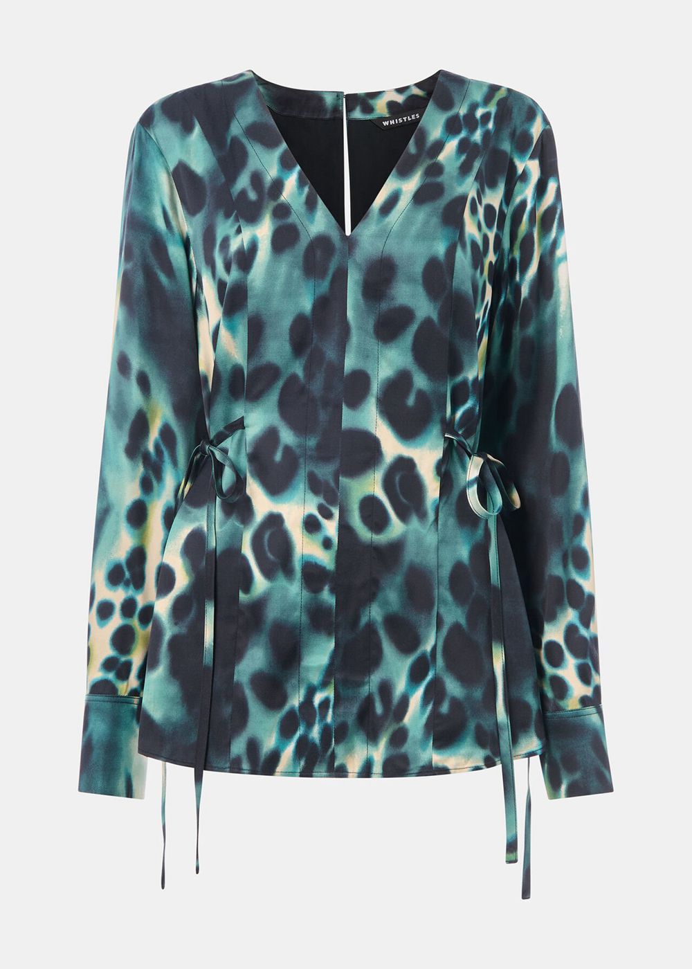 Whistles Misty Leopard V Neck Blouse Green / Multicolor | US-32148LTJY