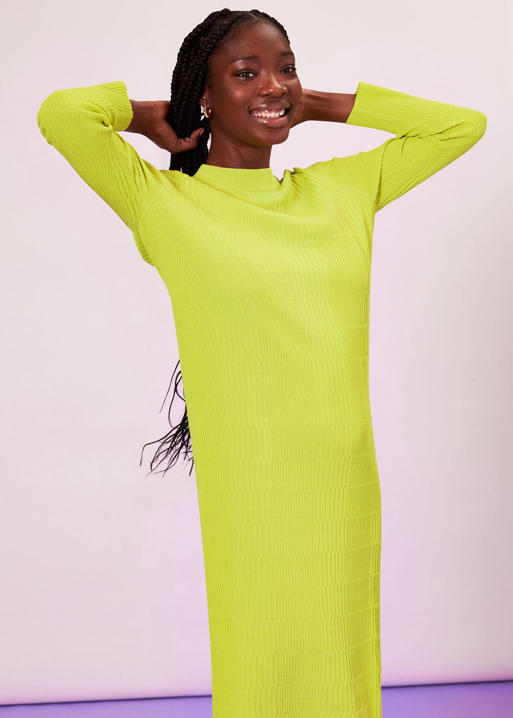 Whistles Mixed Rib Knit Dress Light Green | US-45703ODFI