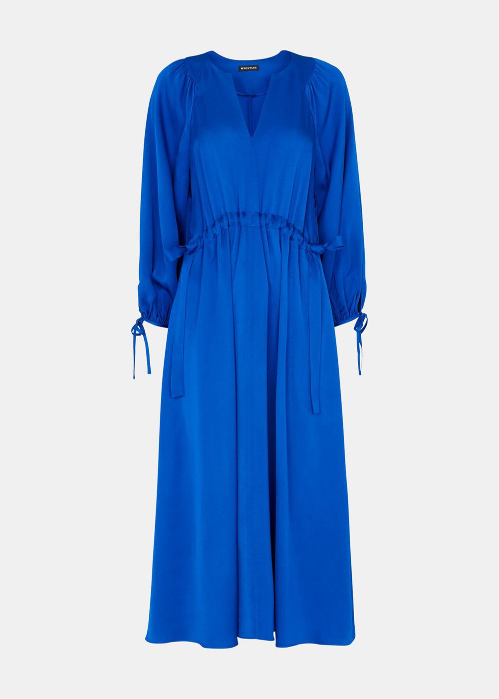 Whistles Molly Satin Ruched Dress Blue | US-49156WVEM