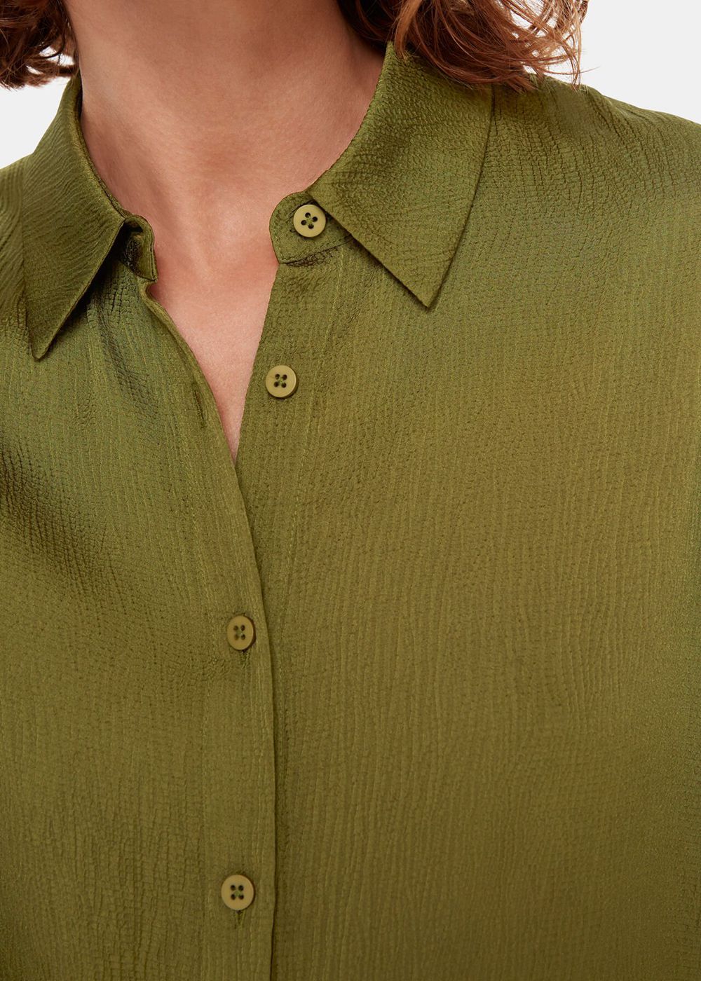 Whistles Molly Satin Shirts Khaki | US-48517OLFH