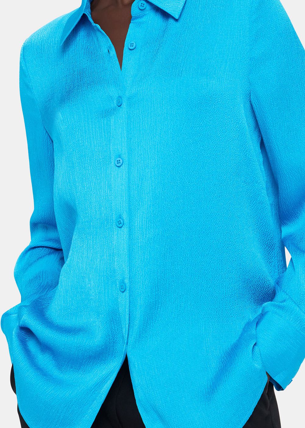 Whistles Molly Satin Shirts Turquoise | US-14965ZIMJ