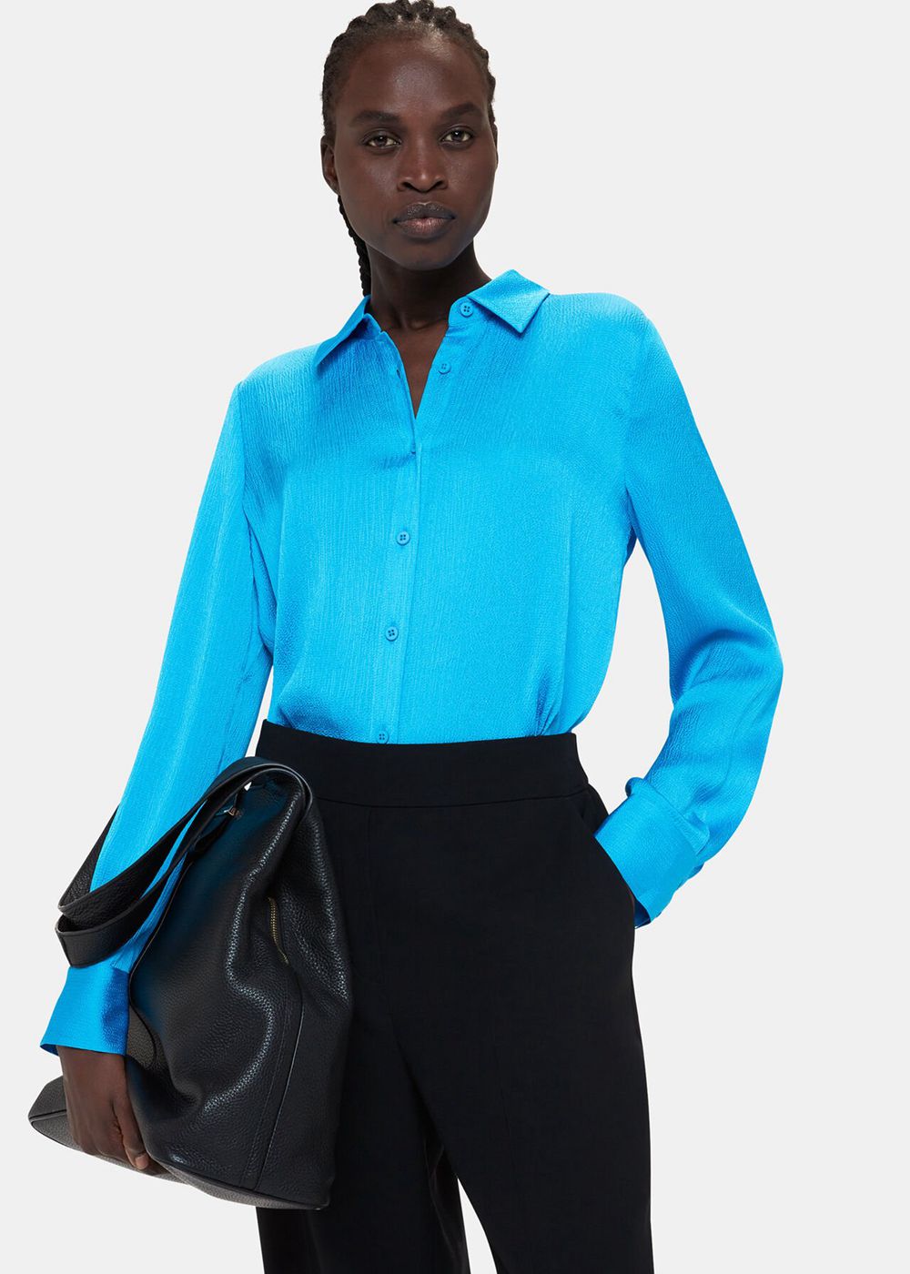 Whistles Molly Satin Shirts Turquoise | US-14965ZIMJ