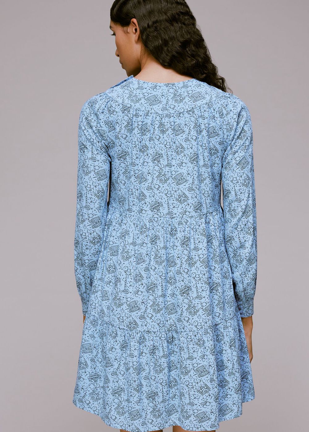 Whistles Monument Print Trapeze Dress Blue / Multicolor | US-72169UXKW