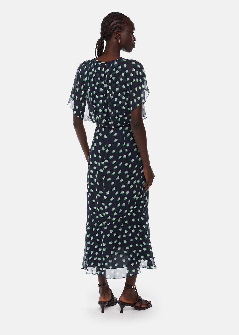 Whistles Moon Spot Print Midi Dress Navy / Multicolor | US-19653RETK