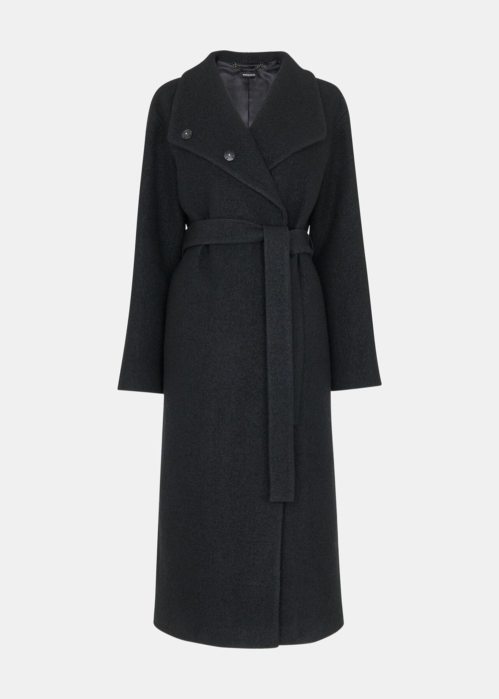 Whistles Morgan Funnel Neck Coat Black | US-47518LECM