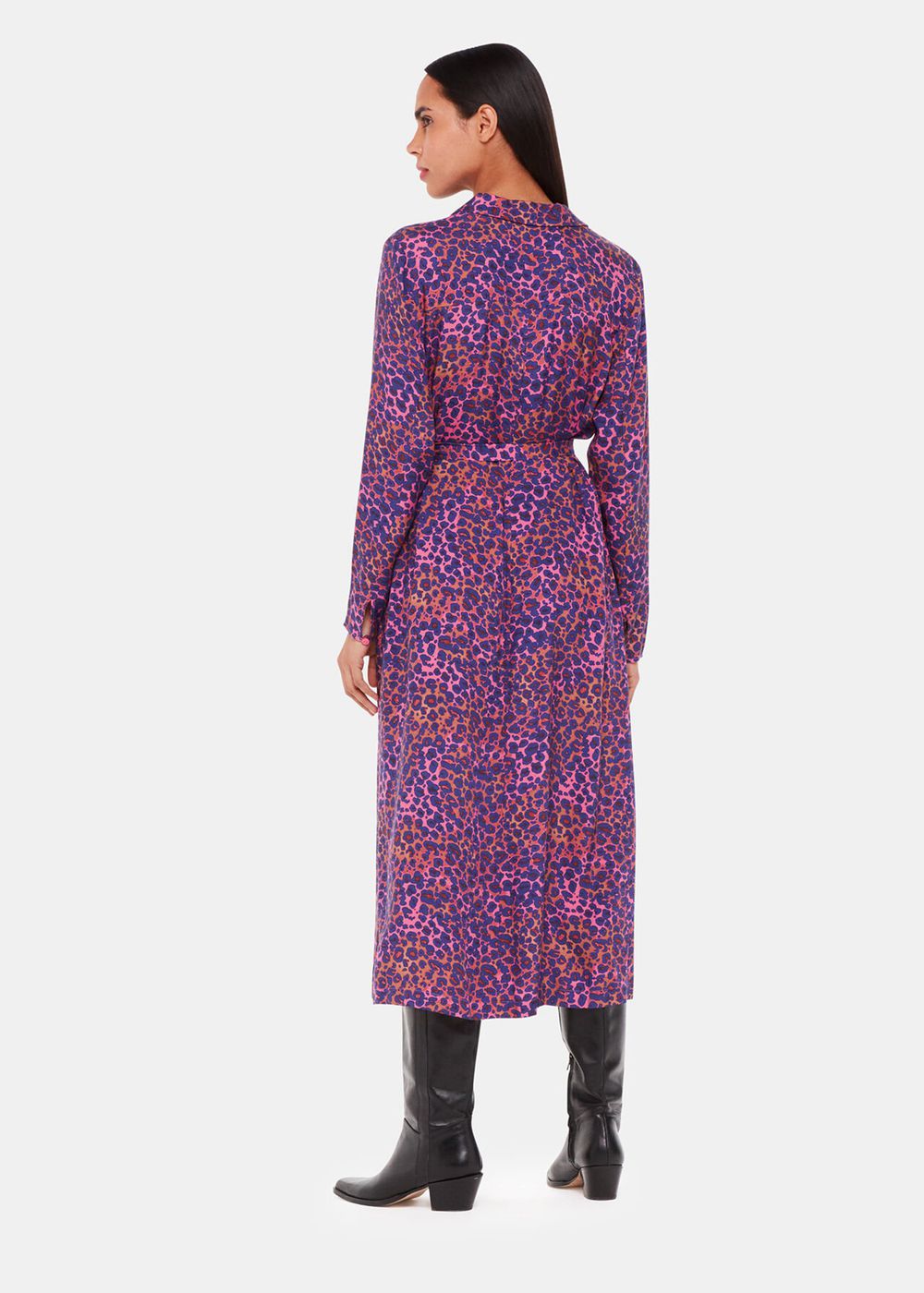 Whistles Mottled Leopard Midi Dress Pink / Multicolor | US-30428WKMZ