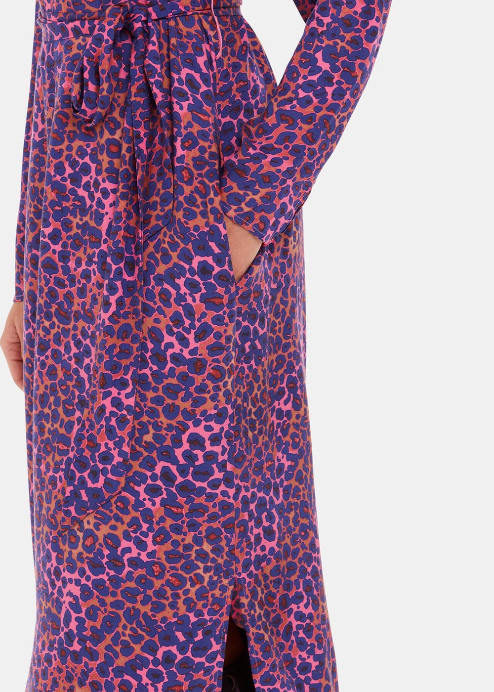 Whistles Mottled Leopard Midi Dress Pink / Multicolor | US-30428WKMZ