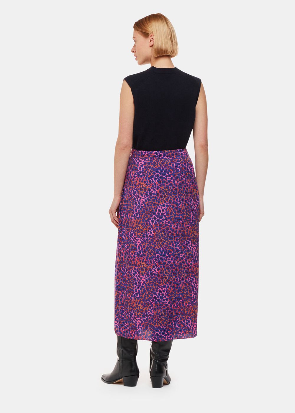 Whistles Mottled Leopard Midi Skirts Pink / Multicolor | US-82697LZUO