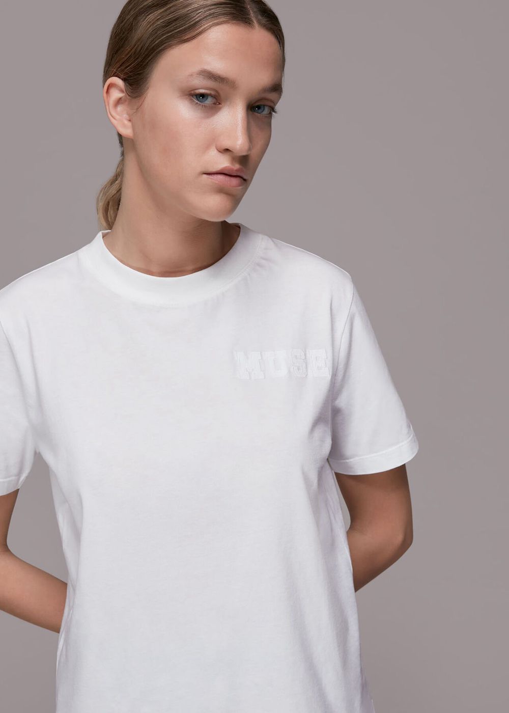 Whistles Muse Embroidered T-Shirt White | US-94238JZWF