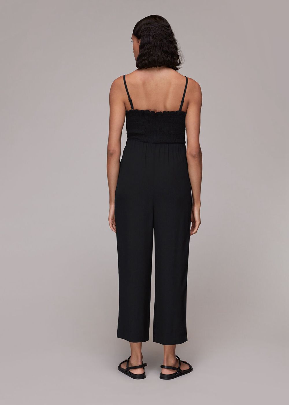 Whistles Nadia Shirred Jumpsuit Black | US-58943XNSV