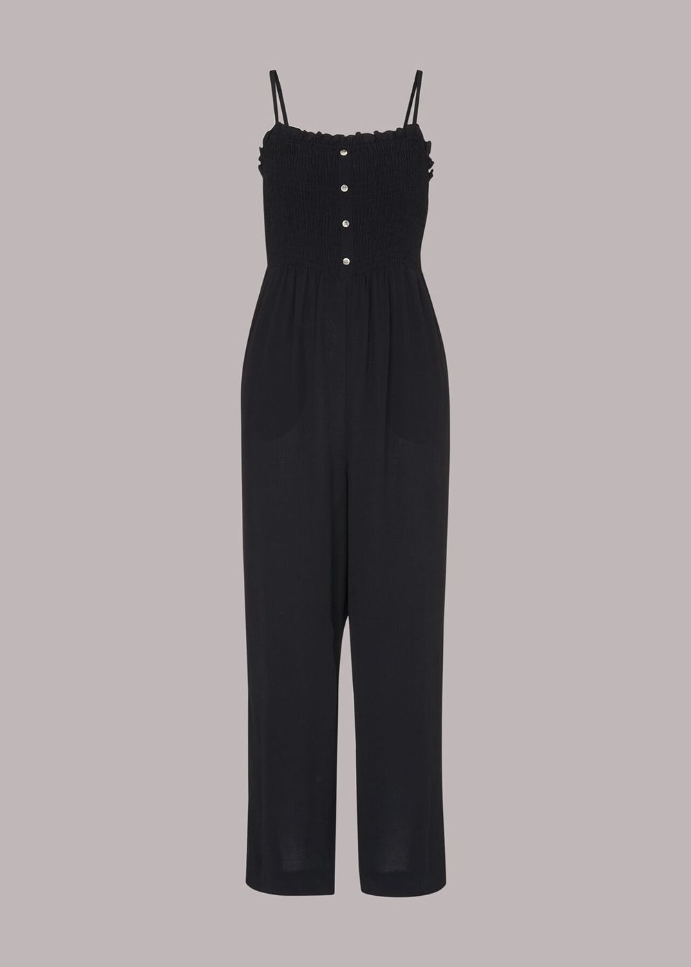 Whistles Nadia Shirred Jumpsuit Black | US-58943XNSV