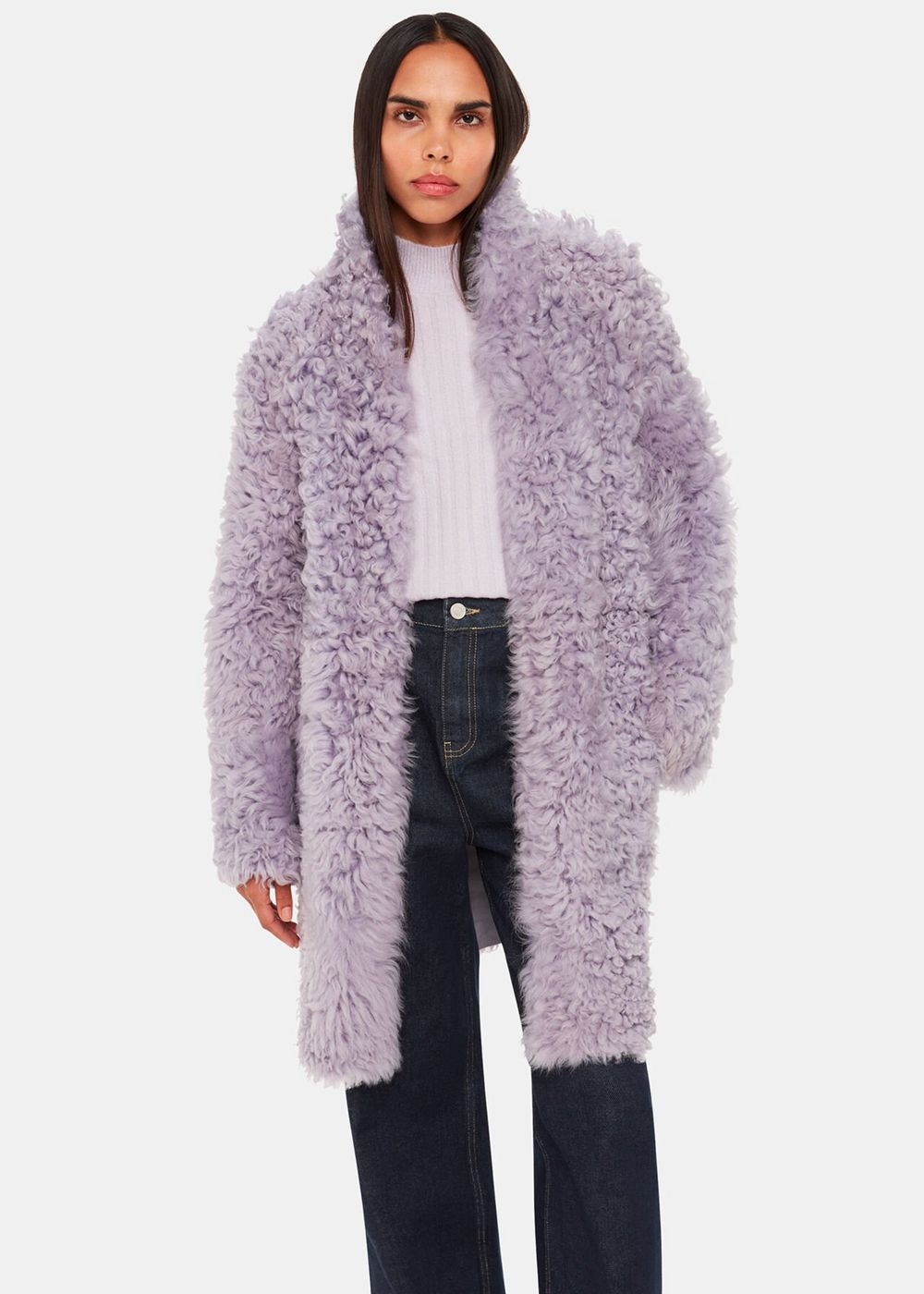 Whistles Naja Shearling Coat Purple | US-67812JFPM