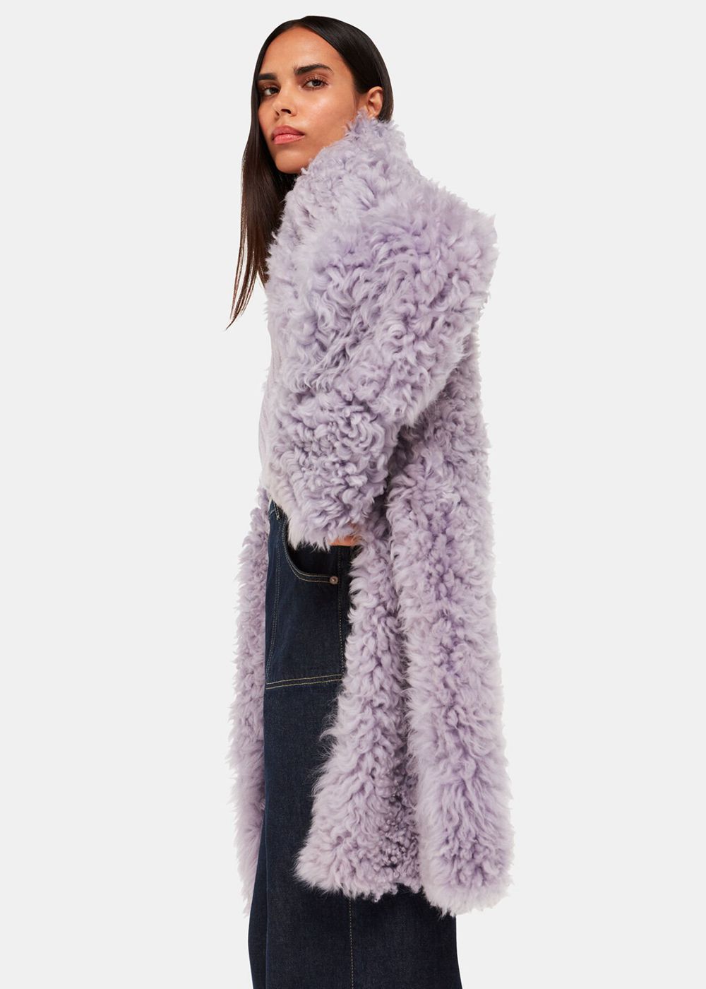 Whistles Naja Shearling Coat Purple | US-67812JFPM