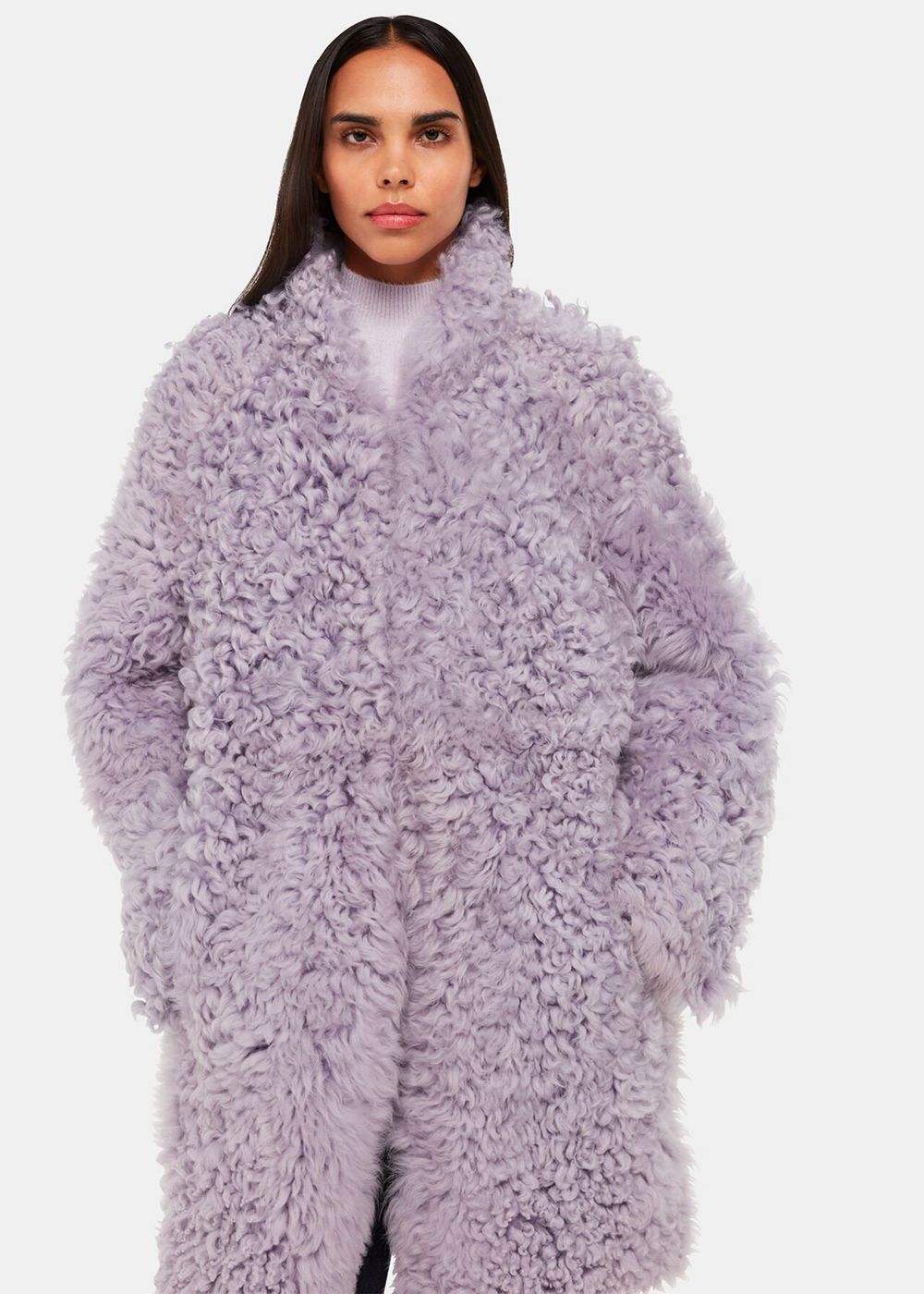 Whistles Naja Shearling Coat Purple | US-67812JFPM