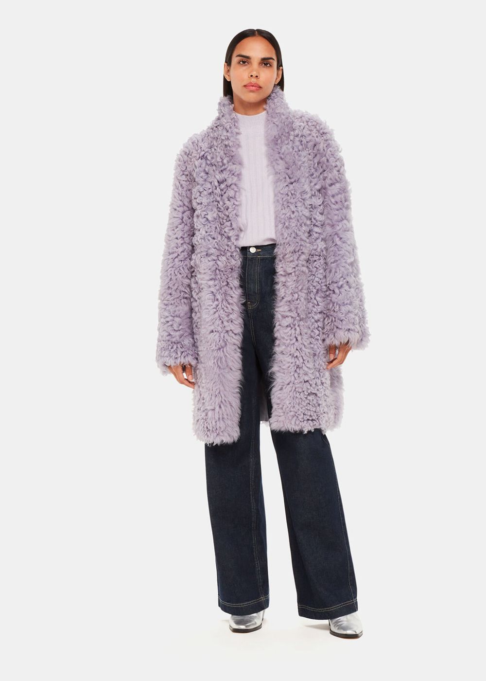 Whistles Naja Shearling Coat Purple | US-67812JFPM